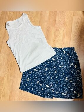 Navy Floral Midi Skirt for Women
